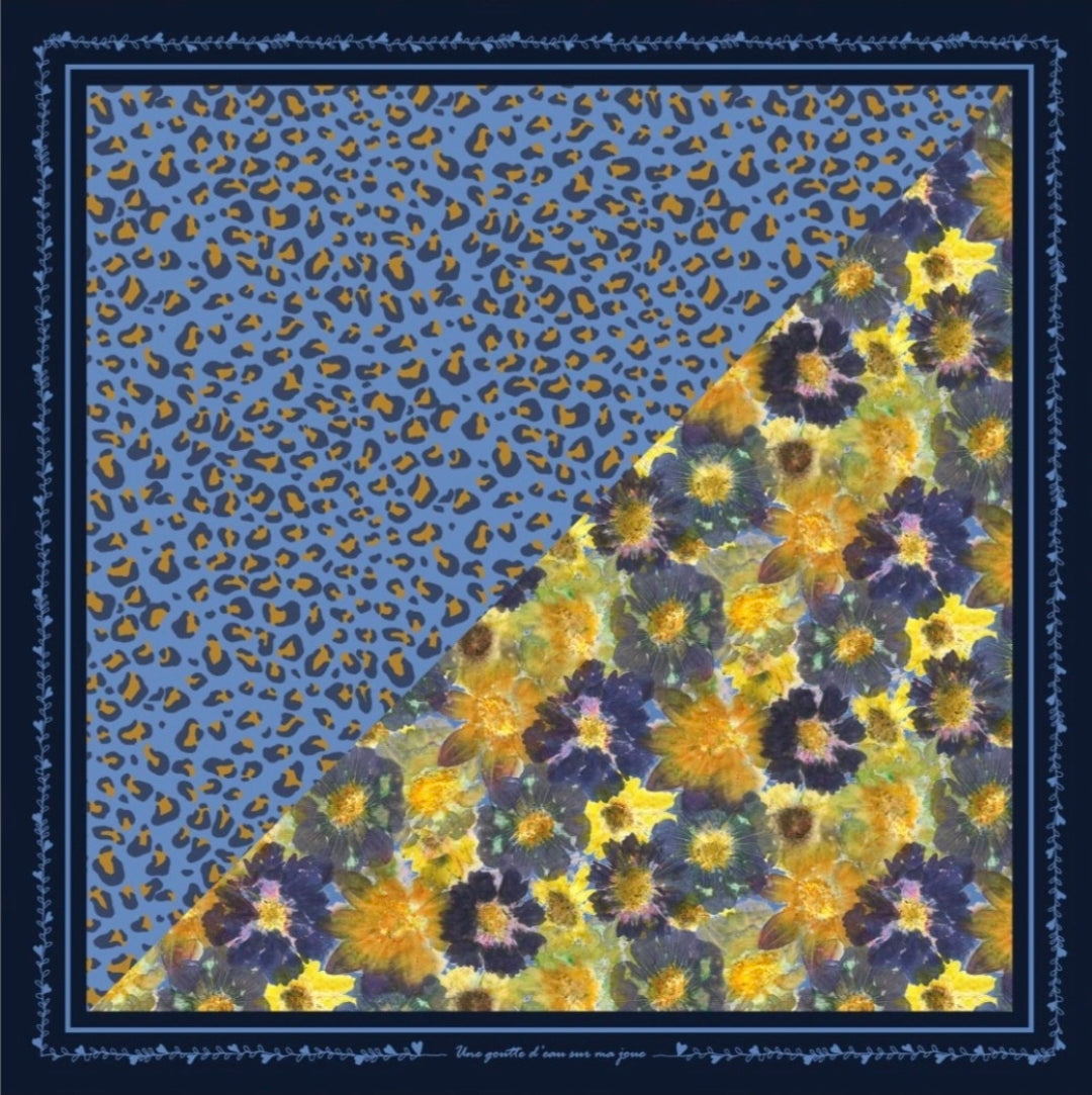 Triangle " Bouquet d'automne marine - Leopard "