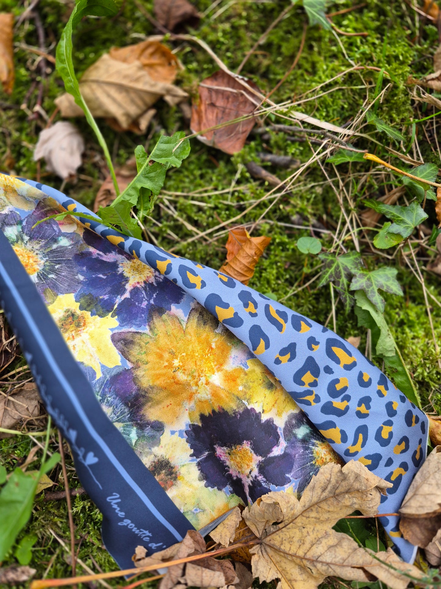 Triangle " Bouquet d'automne marine - Leopard "