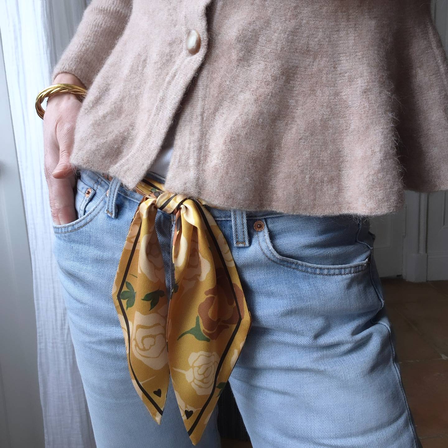 Bandeau "Rose Arty camel - Léopard"