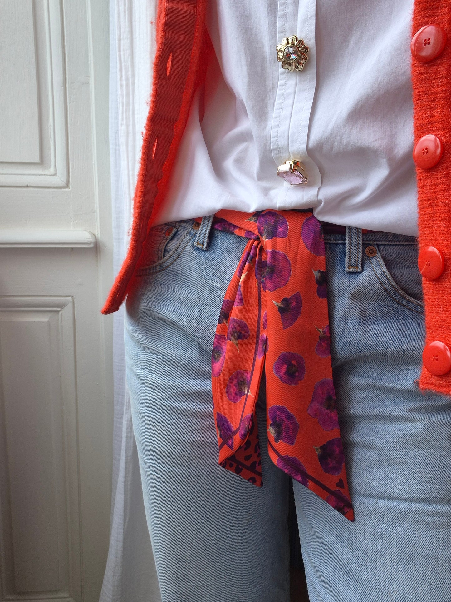 Bandeau "Coquelicot coeur Cerise- Léopard"