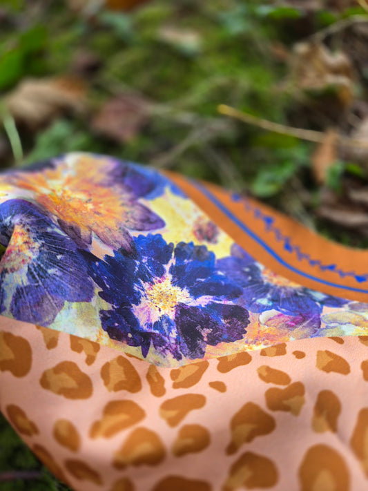 Triangle " Bouquet d'automne Noisette- Leopard "